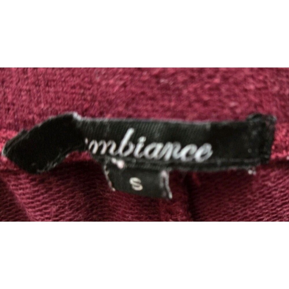 Ambiance Burgundy Drawstring Sweatpants Size Small S Pockets Cuffed Ankle - Picture 3 of 4
